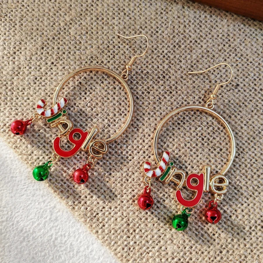 Hot Sale Christmas Earrings Fashion Creative Color Bell Letters Earrings Eardrops Female Accessories Wholesale