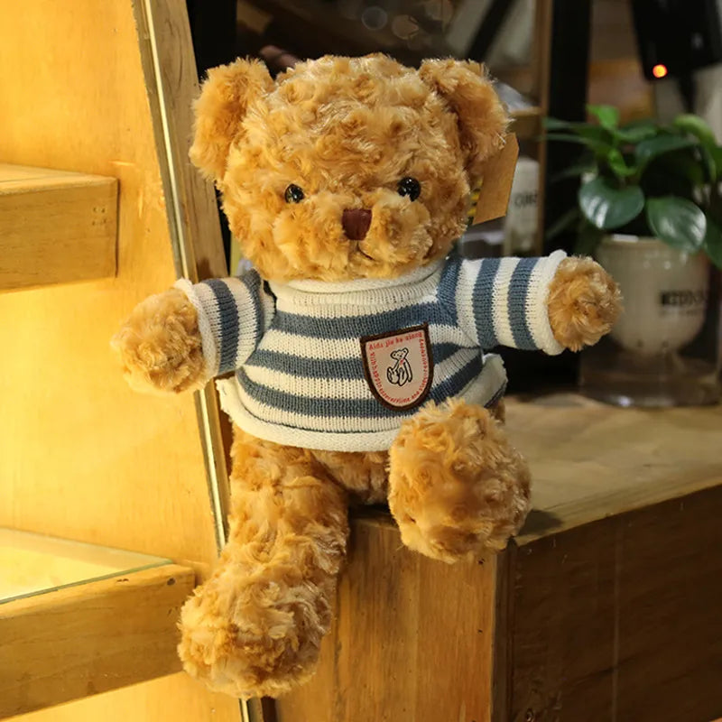 Wholesale sweater bear doll large pillow cute dressing teddy bear doll birthday gift girl plush toy
