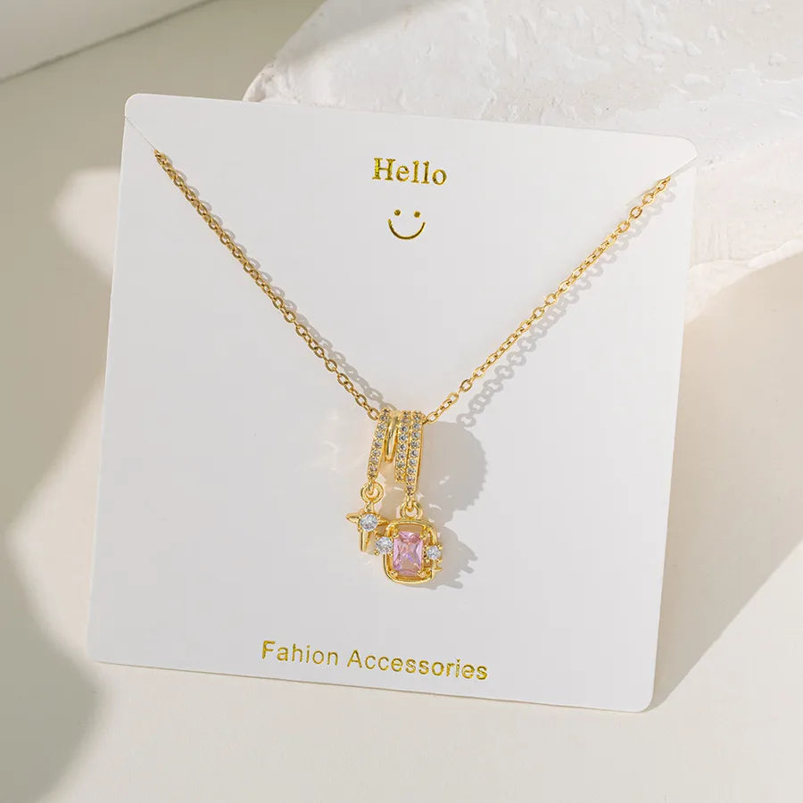 Wholesale Jewelry Elegant Glam Geometric Flower Butterfly 304 Stainless Steel Copper Plating cable chain Pendant Necklace