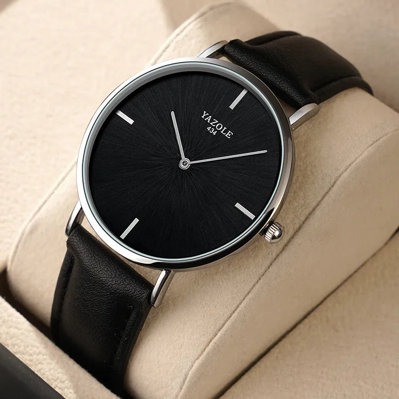 Simple Style Solid Color Buckle Quartz Men's Watches