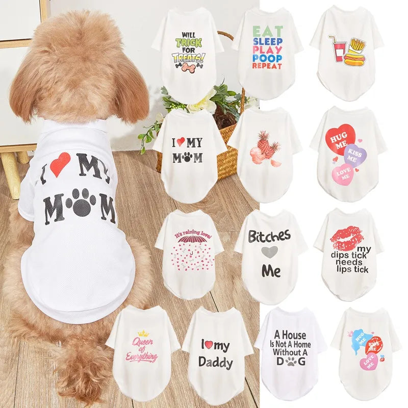 casual polyester cartoon letter heart shape pet clothing