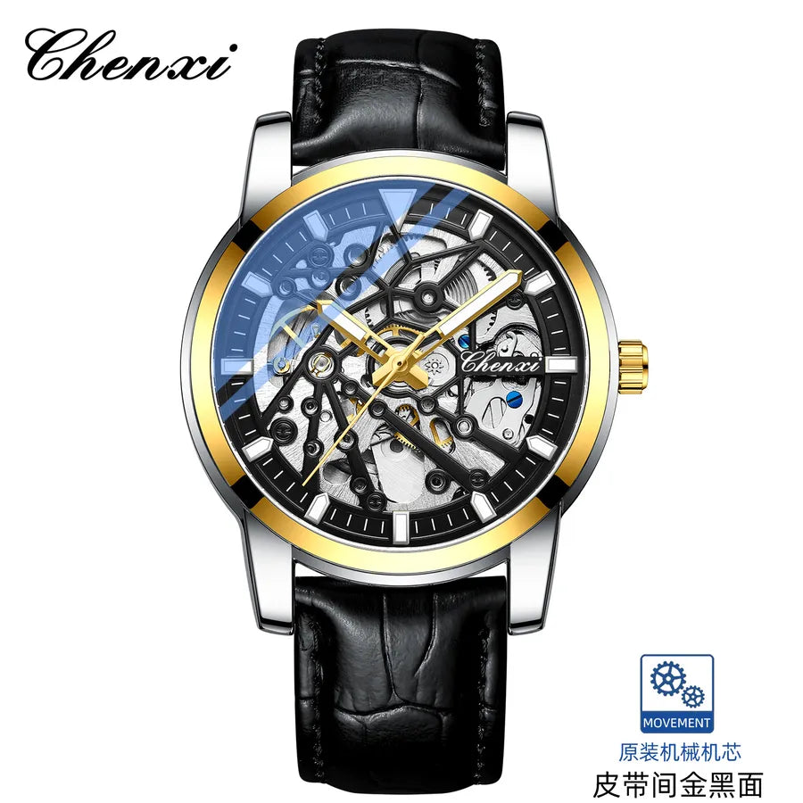 CHENXI CHENXI hollow automatic mechanical watch men's waterproof belt luminous  live broadcast mechanical watch
