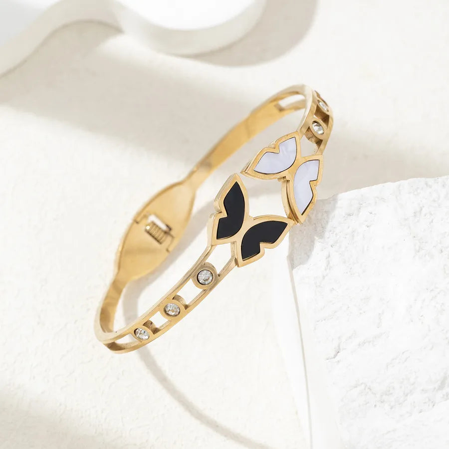 Simple Style Round Butterfly 304 Stainless Steel Bangle In Bulk