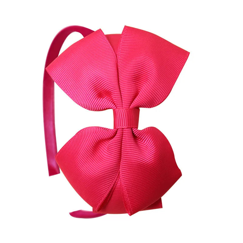 Popular  Kidsren's Pure Color Ribbed Rainbow Bow Head Buckle Small Fresh Versatile Girl Headband Hot Sale