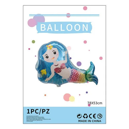 cartoon style cute animal mermaid aluminum film holiday party balloons
