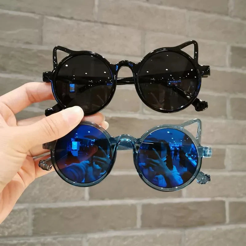 Children's Sunglasses Color Simple Cat Ear UV Protection Sunglasses Boys and Girls Eye Protection Cartoon Glasses Sunglasses