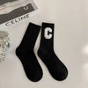 women's casual letter solid color cotton crew socks a pair