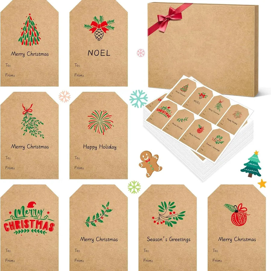 Handmade Christmas Thank You Gift Decorations 10 Pack Adhesive Labels Stickers Craft Series Paper Not Dry