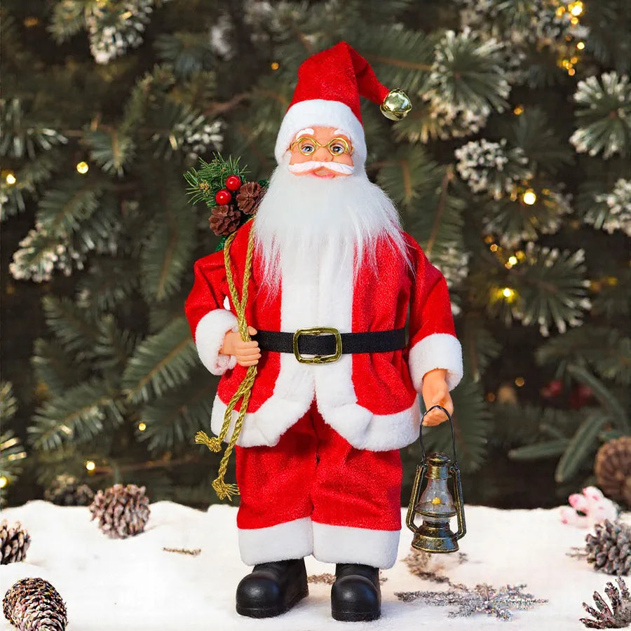 13-Inch Santa Claus Figure Christmas Decoration Standing Santa Claus Doll Window Display Decorations Festive Gift