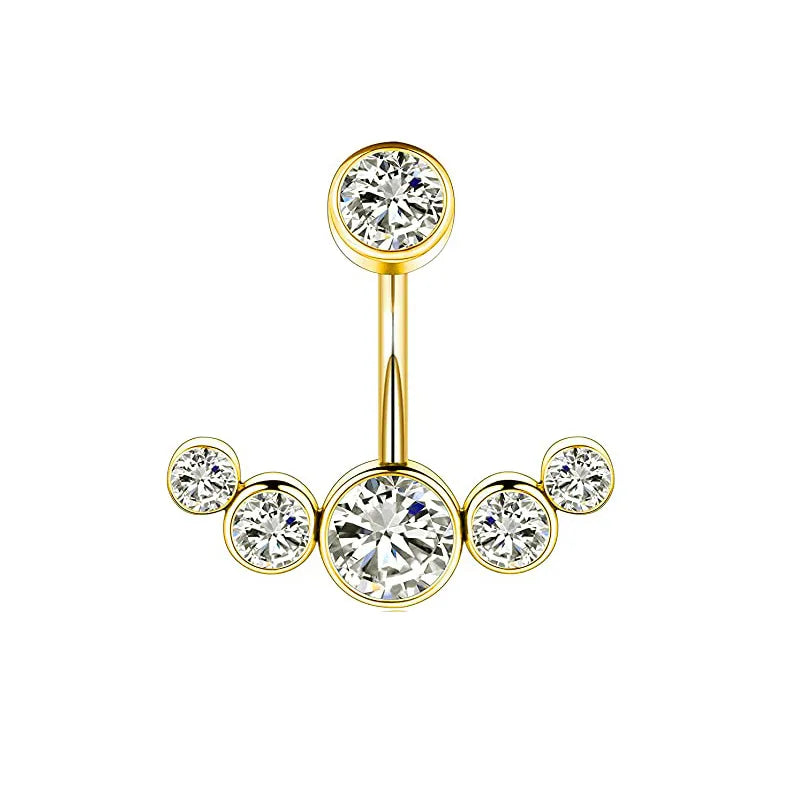 1 Piece Belly Rings Simple Style Classic Style Solid Color 304 Stainless Steel Inlay Zircon Belly Rings