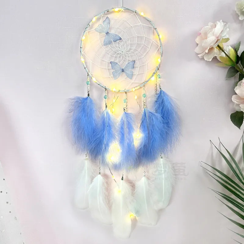 Simple Style Solid Color Butterfly Mostacilla Feather Iron Dreamcatcher Wall Art