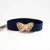 IG Style Butterfly Woven Fabric Inlay Rhinestones Women's Leather Belts