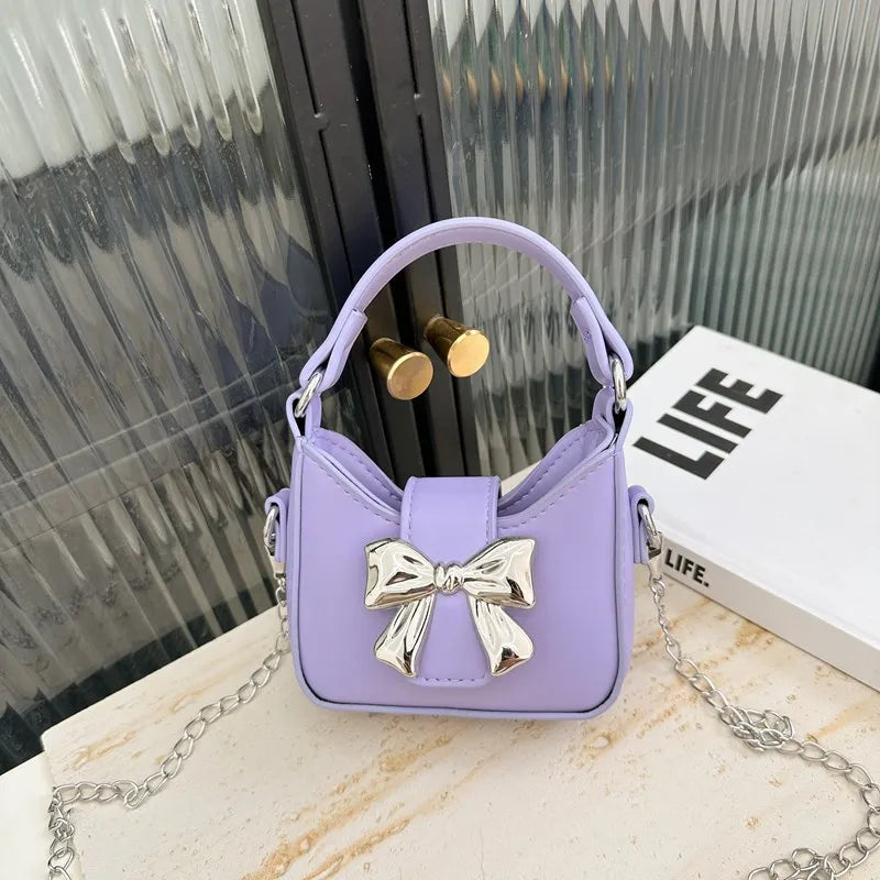 Children's Bag  New Candy Color Bow Mini Handbag Girl's Parent-child Chain Crossbody Bag Red Bag