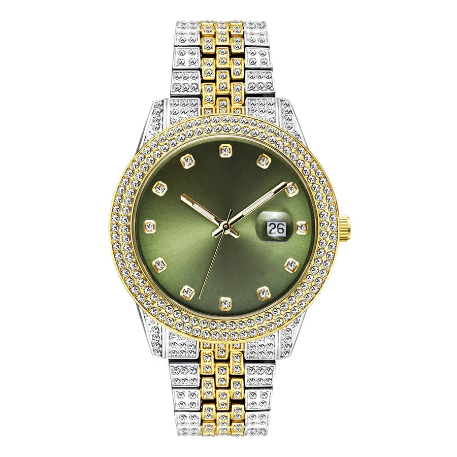 Casual Retro Color Block Butterfly Double Snap Quartz Watch Men's Watches