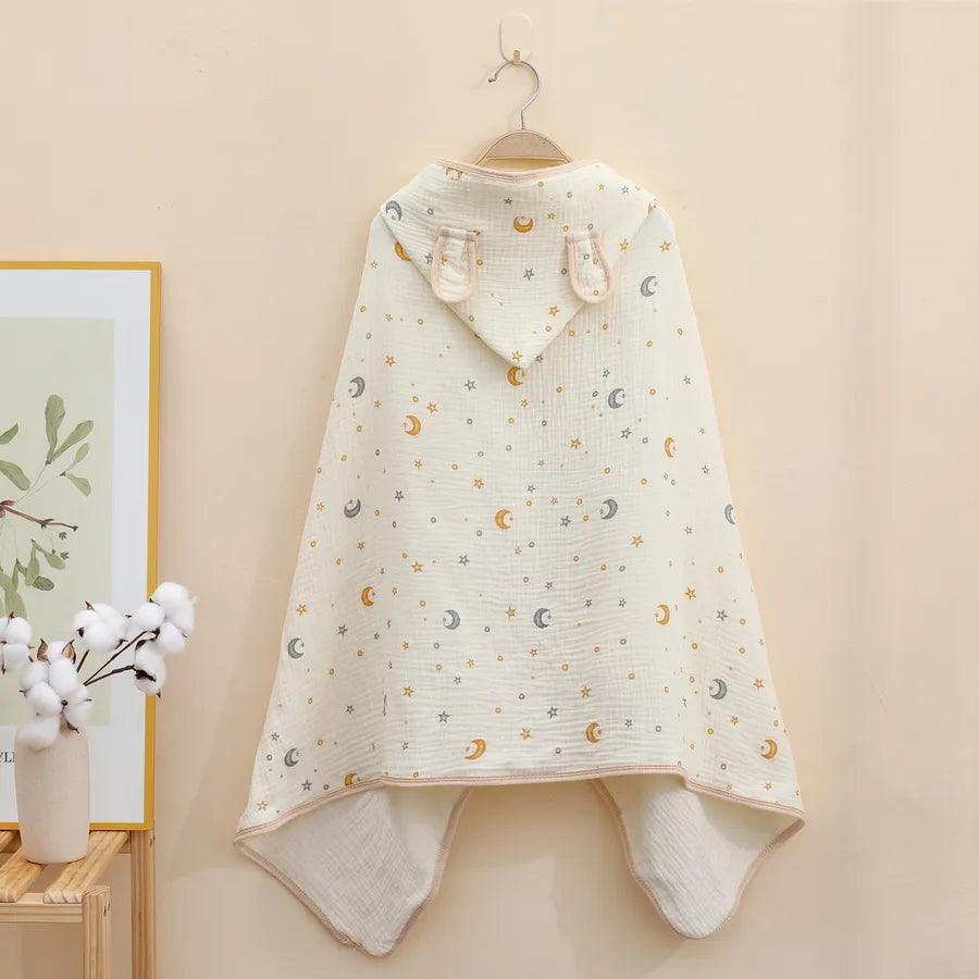Baby bath towel hooded cloak cotton gauze bath towel Children Baby bathrobe soft absorbent bath bag towel wholesale