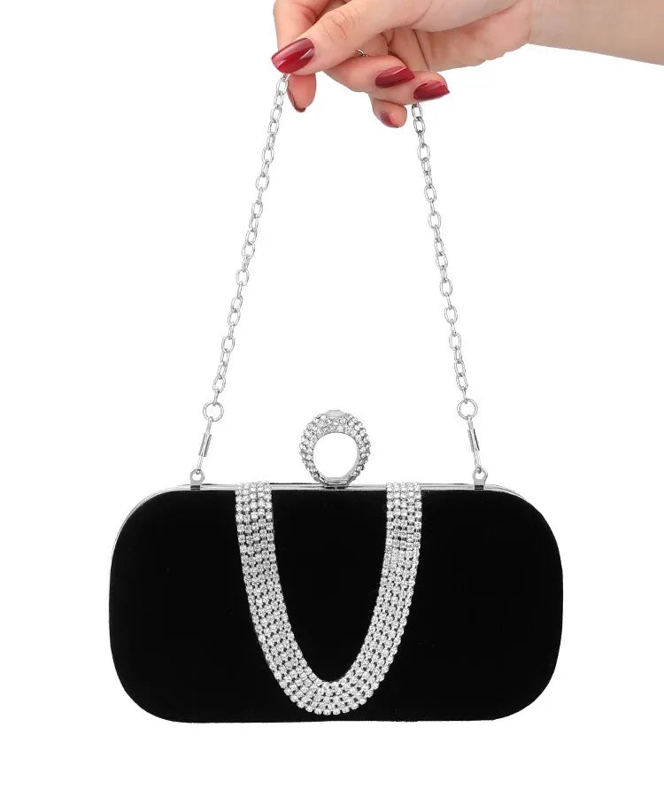 red khaki dark blue velvet solid color rhinestone pillow shape clutch evening bag