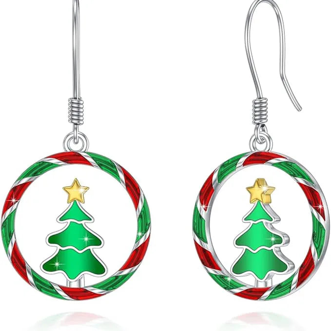 Christmas Tree Deer Bell Snowflake Elements Long Earrings Christmas Theme Cartoon Style Alloy Geometric Pattern Unisex