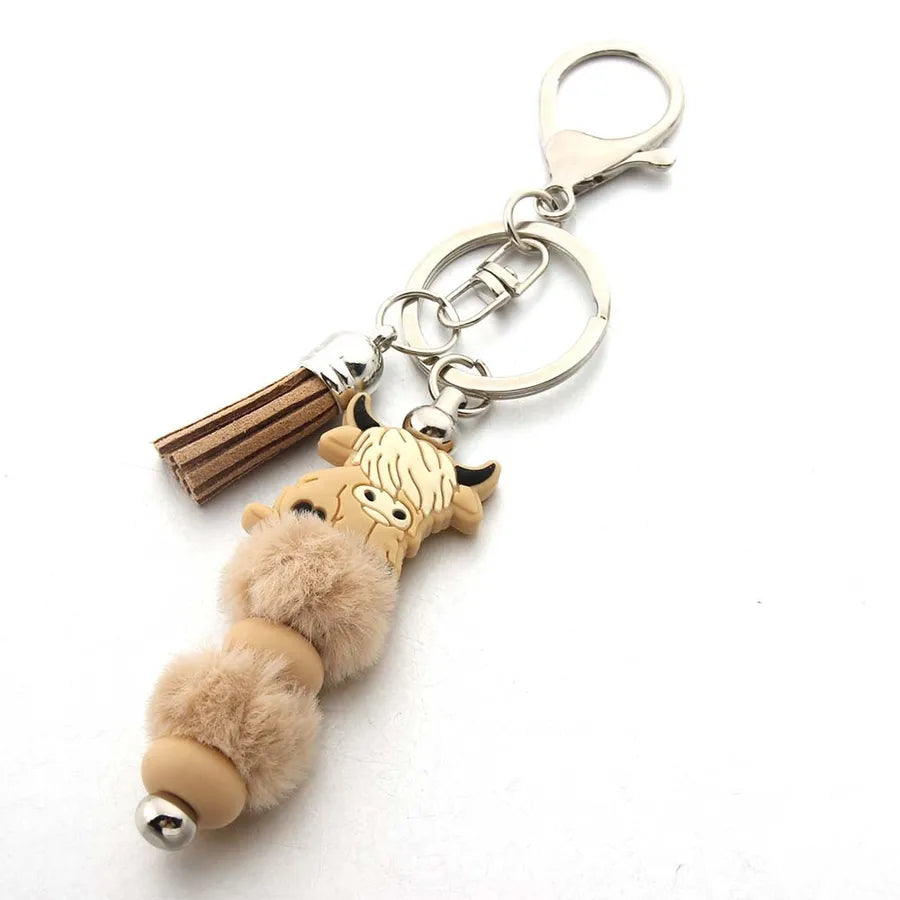 Cute Hairball Cattle Silica Gel Unisex Keychain
