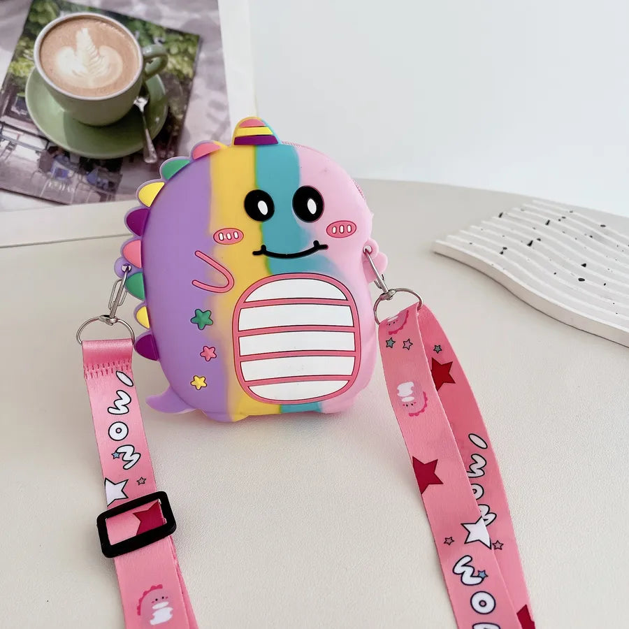 Internet Celebrant Mini New Cute Silicone Dinosaur Small Bag Women's Children's Shoulder Bag Crossbody Bag Mobile Phone Bag Coin Purse