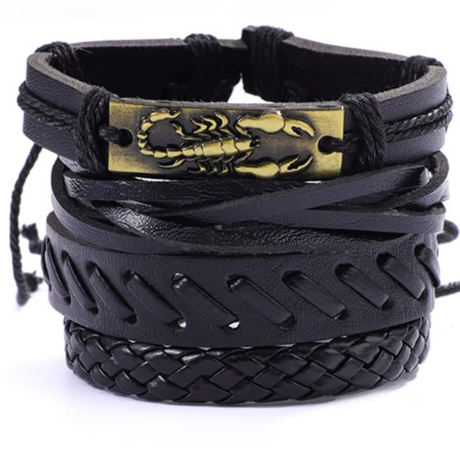 Hot Men's Leather Bracelet Woven Leather Strap Bracelet Accessories  Fashion Fashion Fashion Bracelet Ornament
