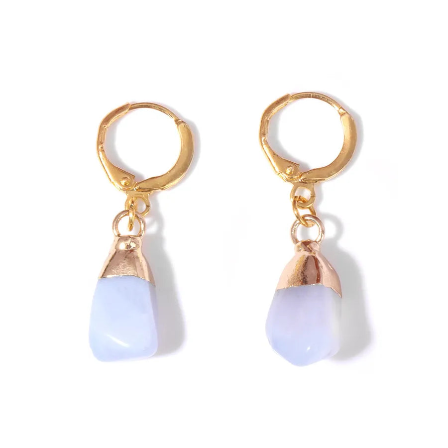 1 Pair Sweet Geometric Inlay Agate Natural Stone Earrings