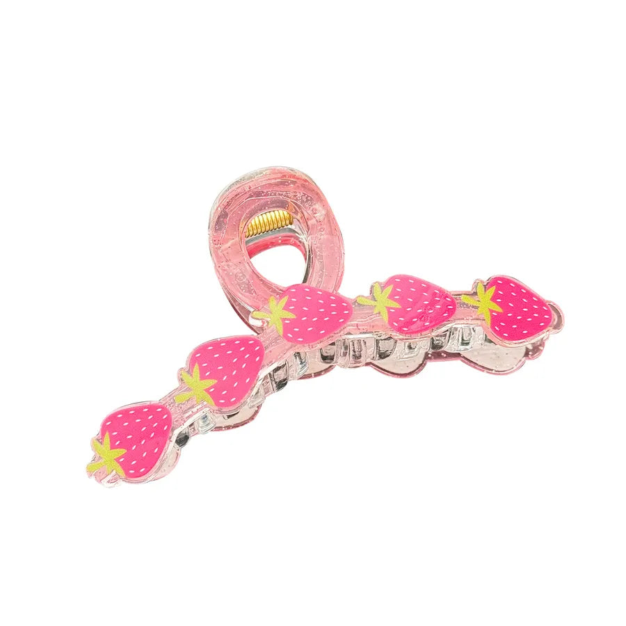 Women's Cute Strawberry Pineapple Watermelon Synthetic Resin Acetic acid sheets Hair Claws
