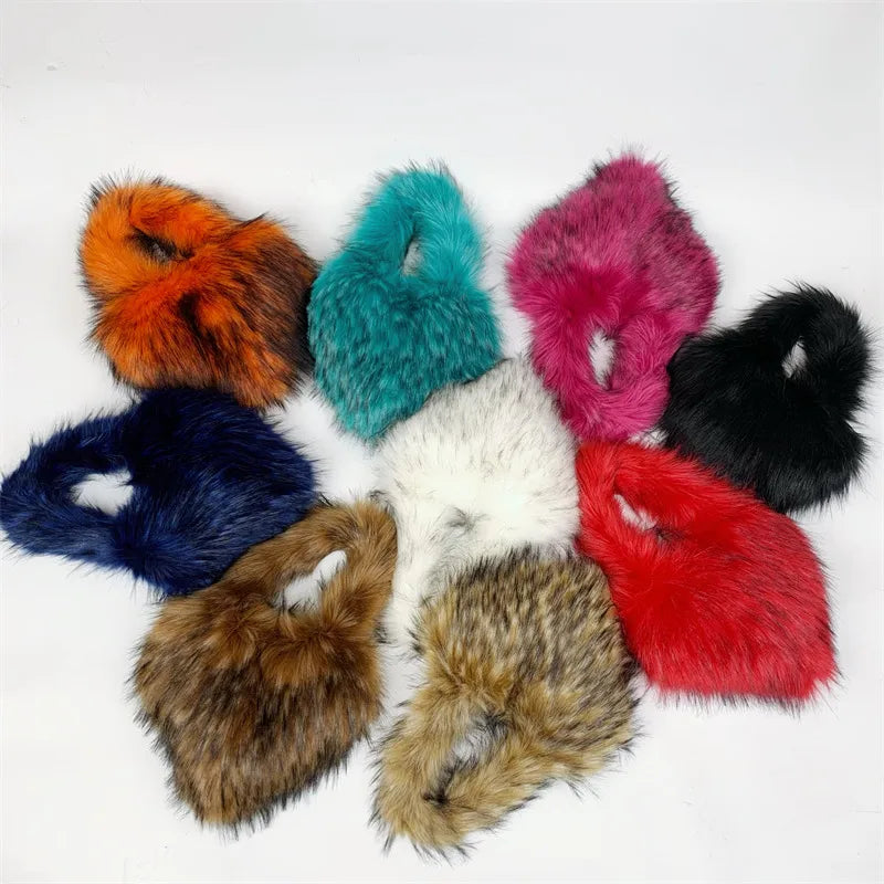 women's autumn&winter artificial wool solid color streetwear heart-shaped magnetic buckle handbag