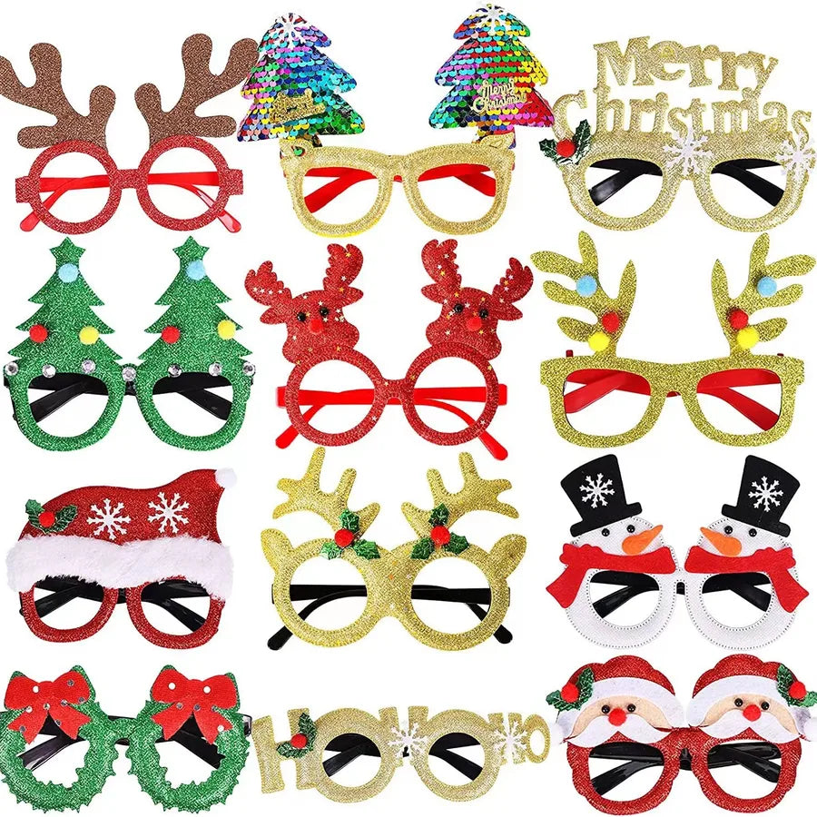 New Christmas Hairband Glasses Frame Halloween Valentine's Day Glasses Santa Claus Glasses Party Christmas
