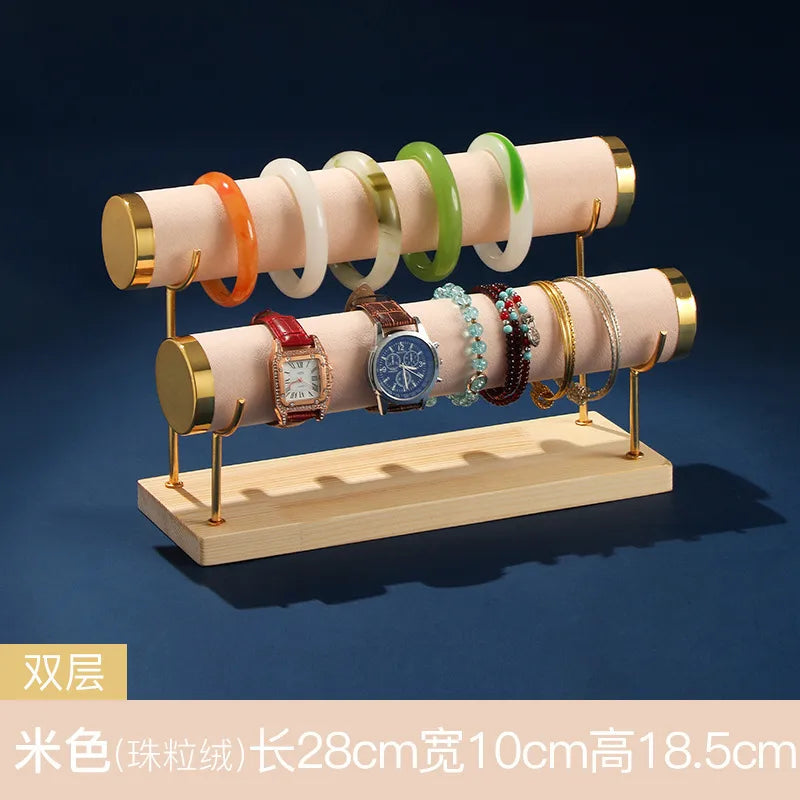 High-End Jewelry Display Stand Multi-Layer Bracelet Holder Watch Storage Rack Novelty Design Wooden Jewelry Accessory Showcase