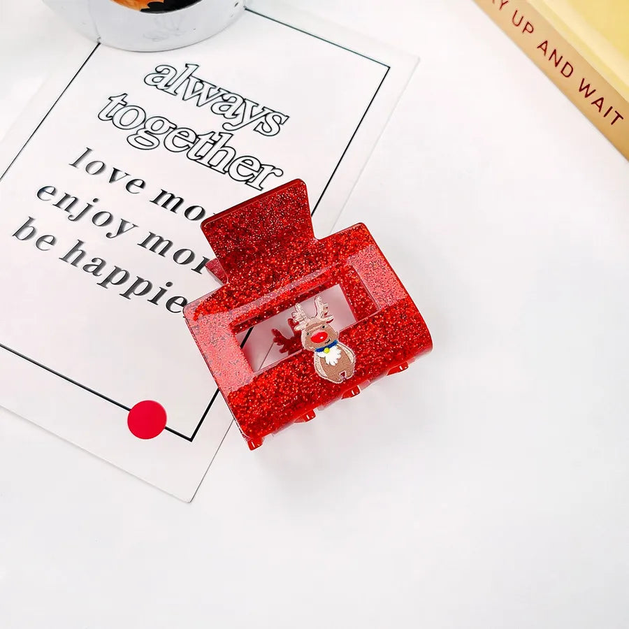 Christmas Acrylic Sparkle Hair Accessories Small Shark Tail Clip Half Updo Hair Clip Festive Cute Female Style Winter Universal