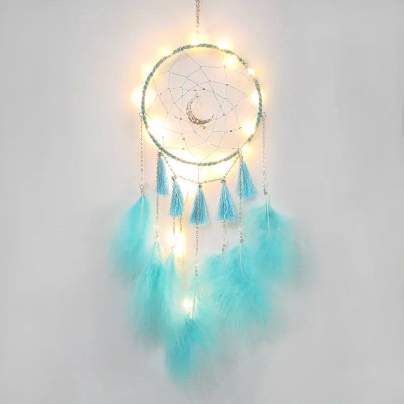 Simple Style Moon Wooden beads Feather Dreamcatcher Wall Art