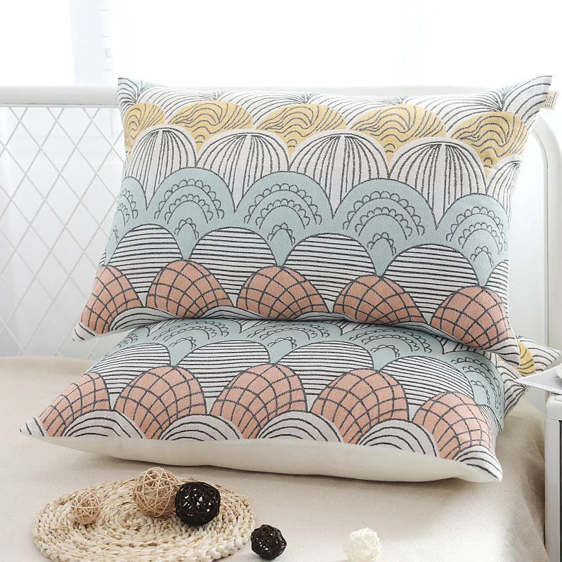 A Pair of Gauze Pillow Case Cotton Pillow Towel Cotton Pillow Case High-end European-style Couple Pillow Case