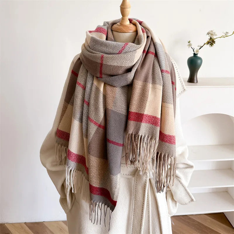 Unisex Casual Elegant Lattice Polyester Scarf