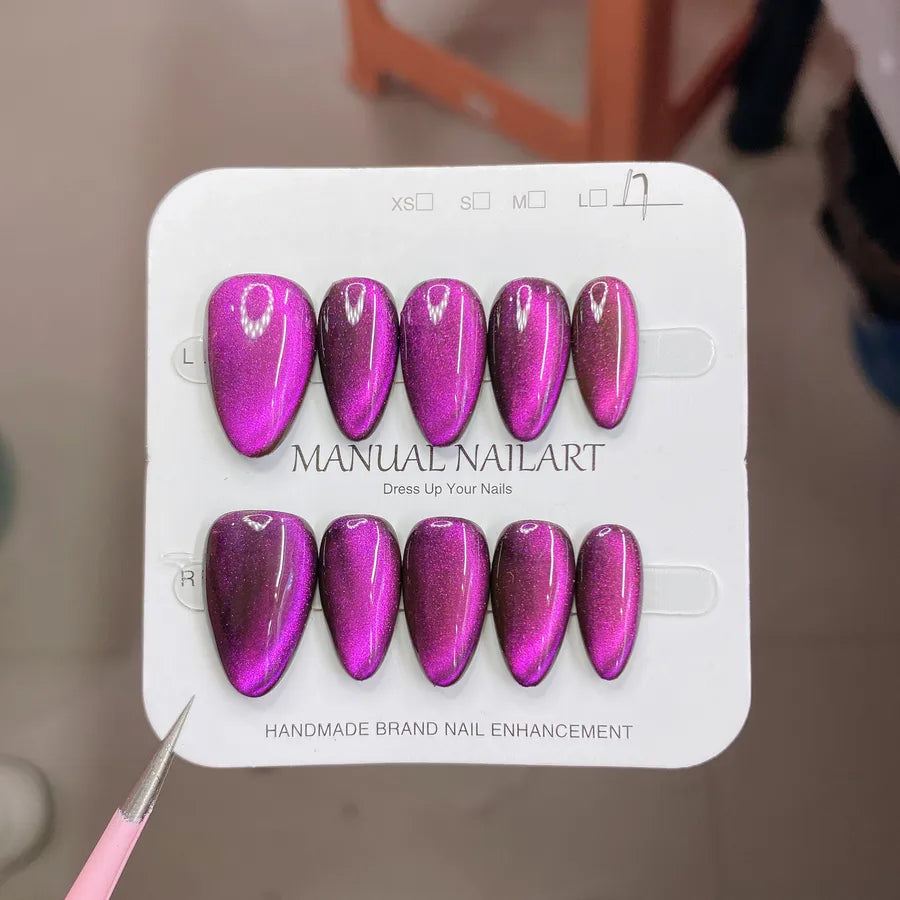 Handmade Wearable Nail Art Phototherapy Finished Product Sparkling Crystal Stone Cat's Eye Removable Starry Sky Pattern Simple Style