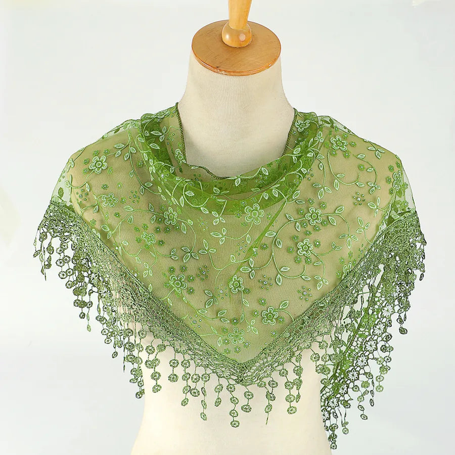 fashion flower polyester lace chiffon scarves