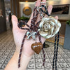 Cute Metal Keychain Pendant Beaded Bookbag Girl's Bag Charm  Style Cartoon Design Half Handmade Flower