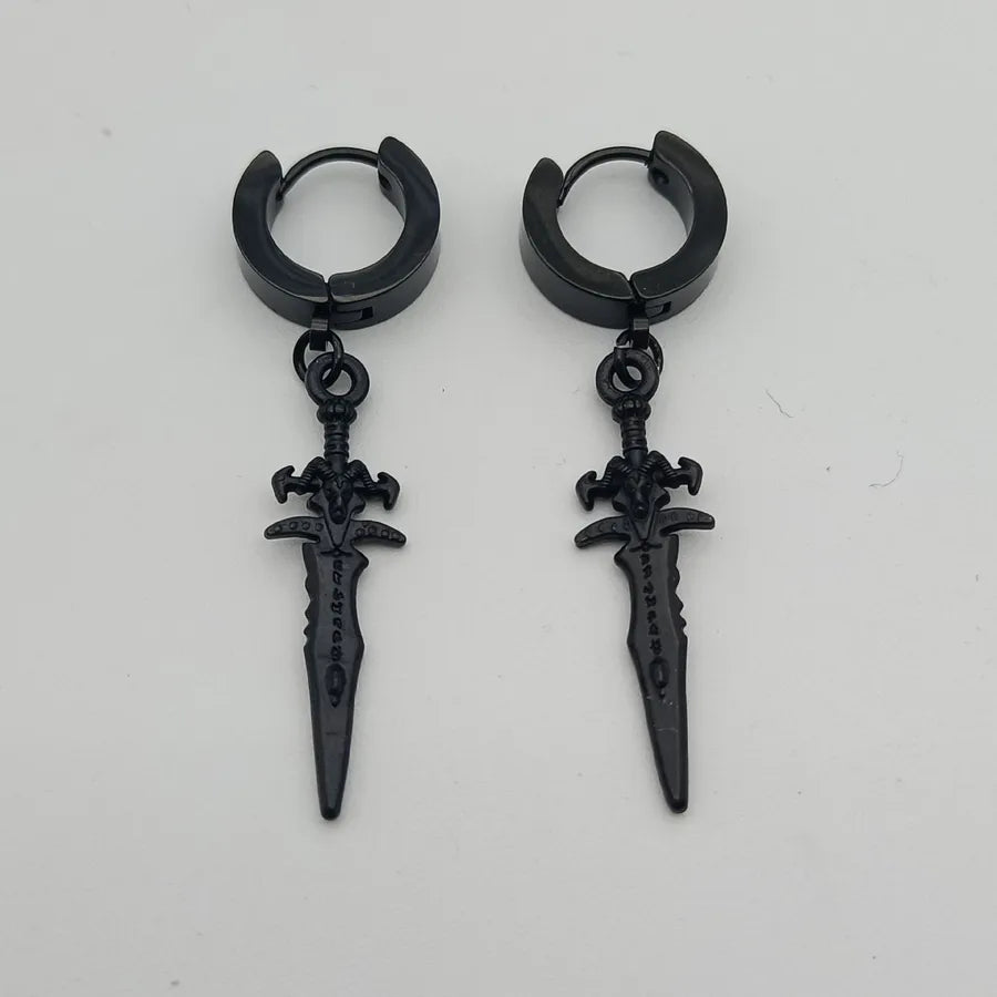 Straight supply earrings ear clip Hanging Sword Men's personality creative fashion Korean temperament long street boys eardrop earring