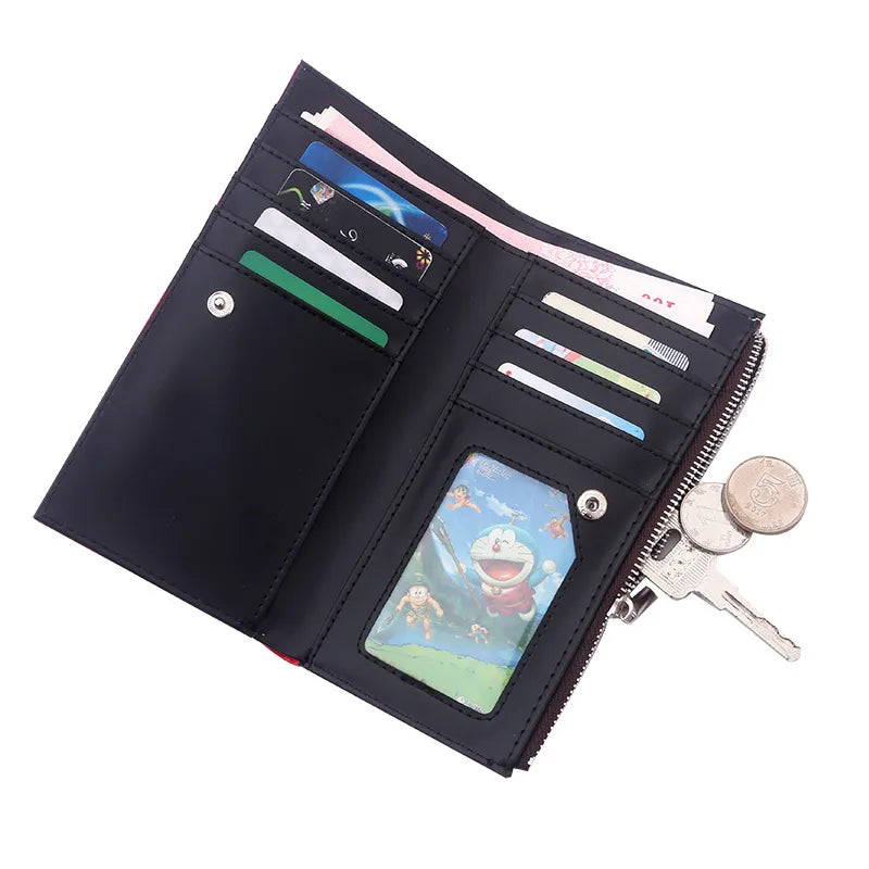 unisex skull pvc zipper buckle wallets