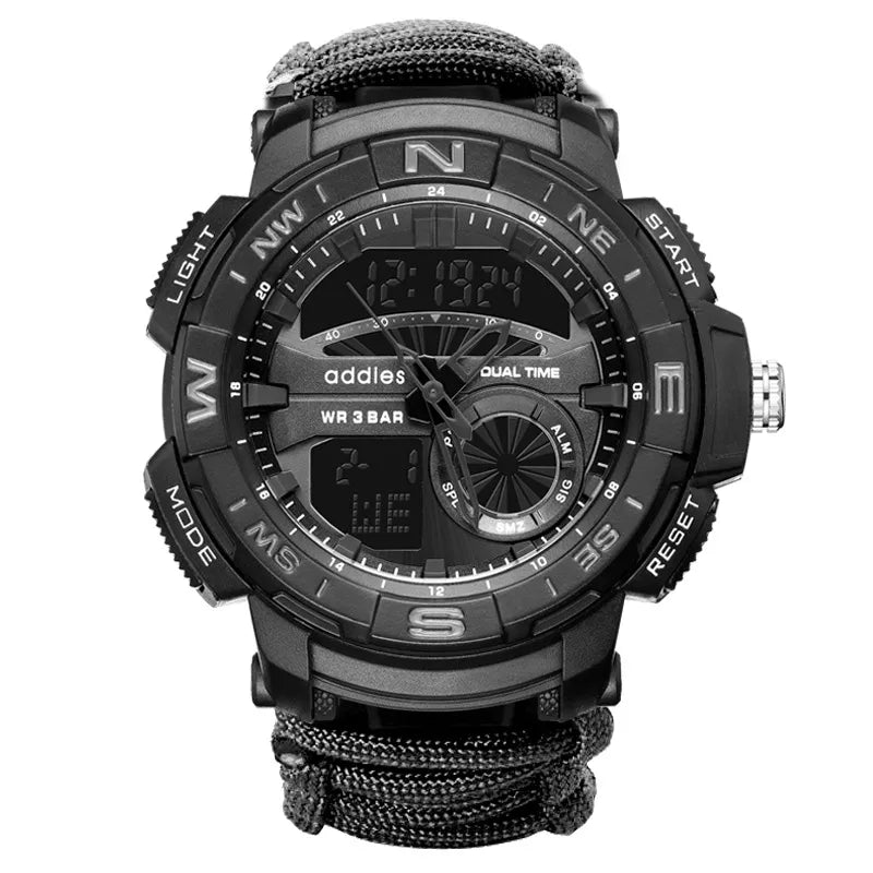 Edison luminous multifunctional compass watch outdoor mountaineering whistle Flint waterproof electronic men's watch wholesale