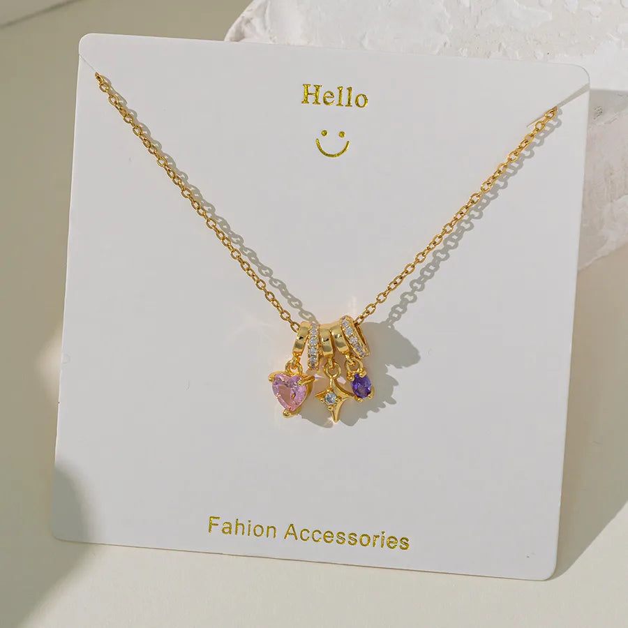 Wholesale Jewelry Elegant Glam Geometric Flower Butterfly 304 Stainless Steel Copper Plating cable chain Pendant Necklace