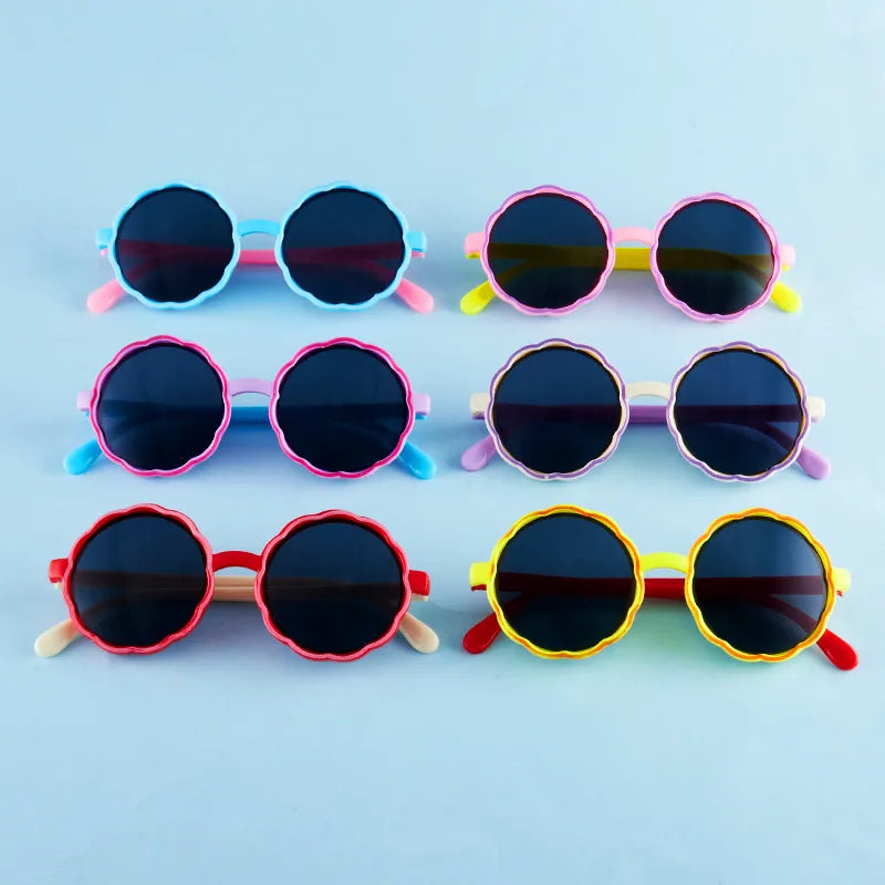 New children's sunglasses fashion cute round frame wave sunglasses trend baby cartoon color sunglasses