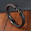 Infinite 8-Word Leather Bracelet Handmade Bracelet Authentic Leather Weave Men's Leather Bracelet Stainless Steel L22356