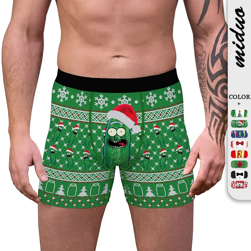 A generation of bow tie Christmas digital printing men's stretch comfortable breathable underwear gift popular boxers