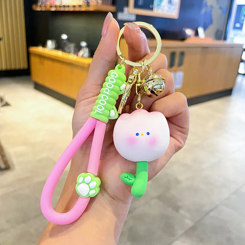 cute flower resin women's keychain