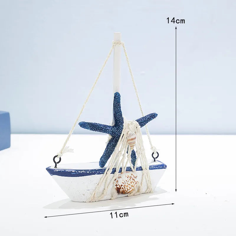 Marine Style Ship Rudder Anchor Wood Ornaments Artificial Decorations
