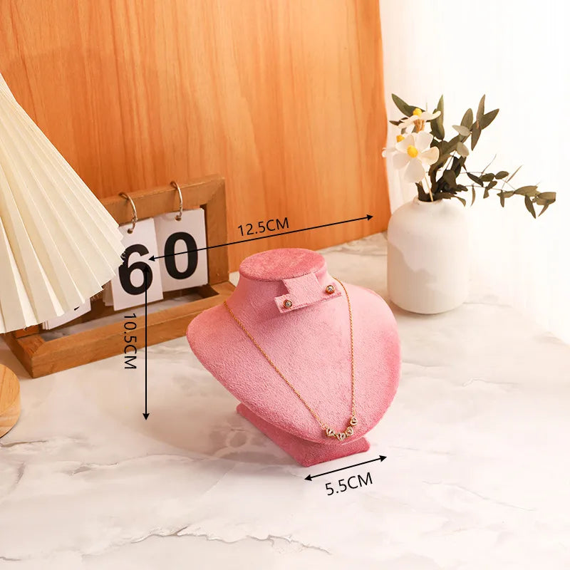in Stock Pink Flannel Jewelry Stand Necklace Earring Ring Pendant Stand Jewelry Store Shooting Display Stand