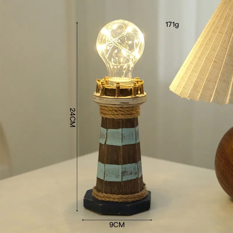 Marine Style Lighthouse Density plate Wood Ornaments Lighting Accessories
