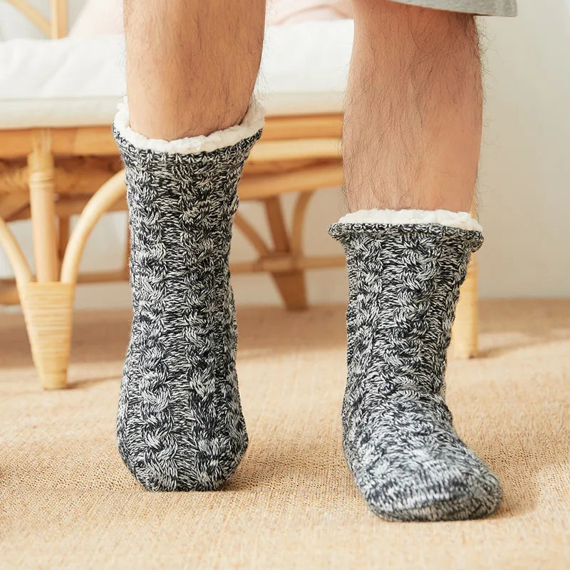 Men's Simple Style Solid Color Polyester Polyacrylonitrile Fiber Crew Socks A Pair