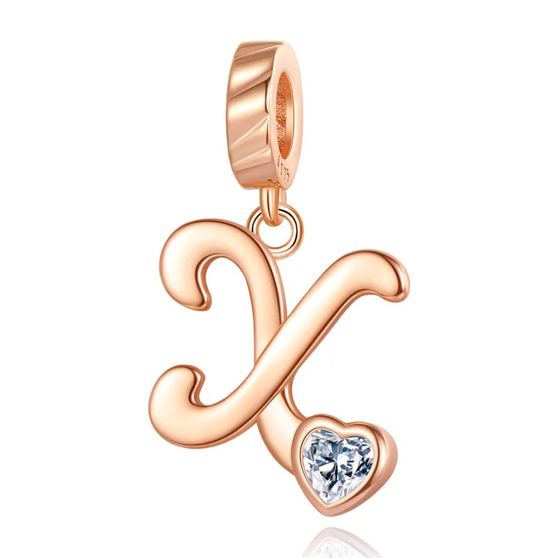 Ornament Letter Pendant S925 White Copper Rose Gold Necklace Pendant Diy Bracelet Charm Cross-Border Hot Sale Accessories