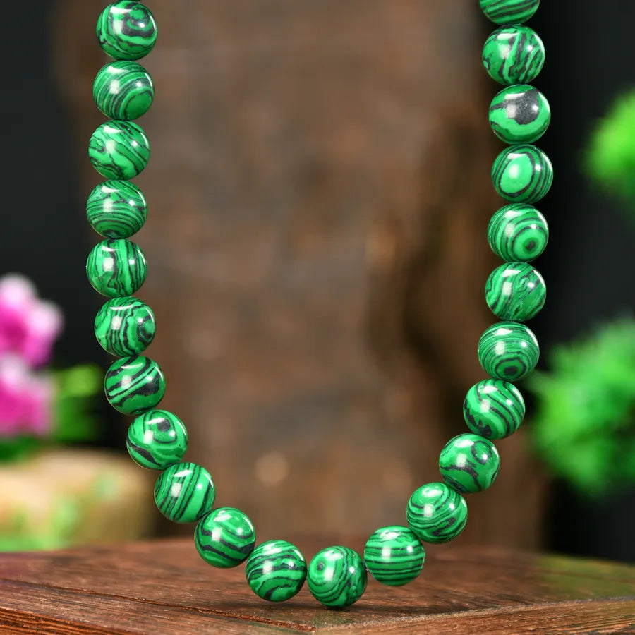 Pastoral Round Alloy natural stone Beaded Chain Necklace In Bulk